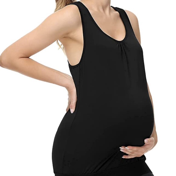 Maternity Tank Tops Sleeveless Loose Fit Racerback Workout Shirt Black Size M - Picture 1 of 7